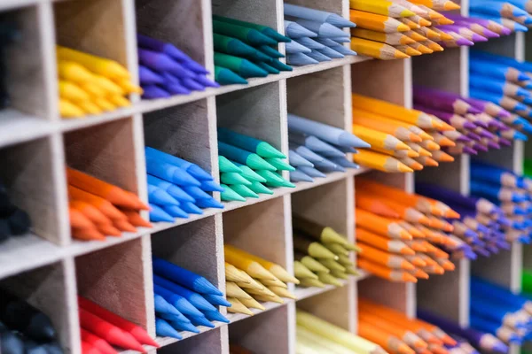 Colorful pencils in art store — Stock Photo, Image