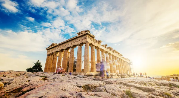 Panoramic view of the Parthenon at sunset — Stock Photo, Image