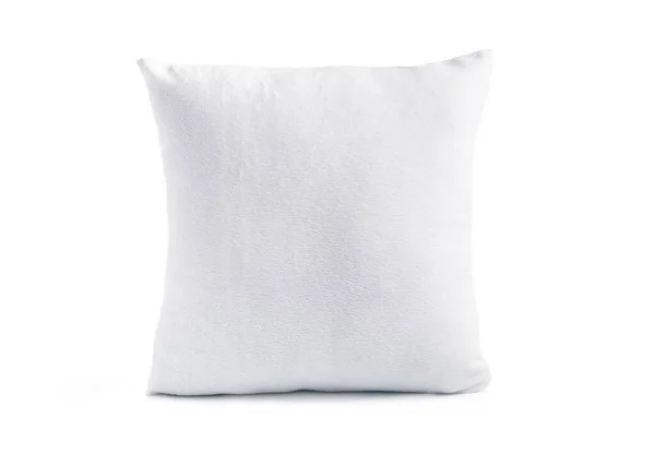 Almohada blanca aislada sobre fondo blanco — Foto de Stock