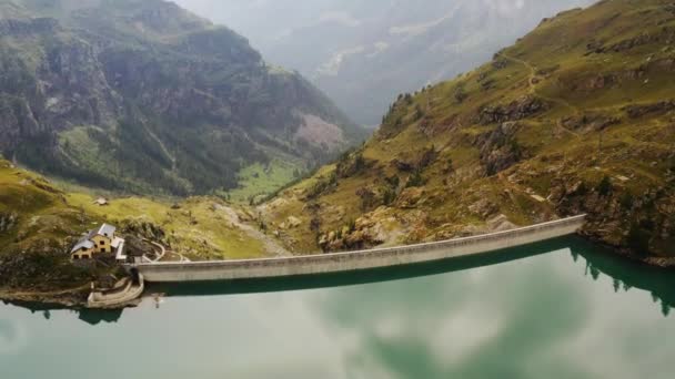 Manmade dam in Alps — Stock Video