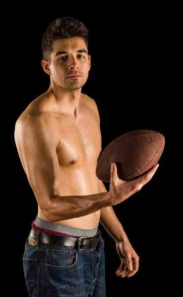 College Student Holding Futebol — Fotografia de Stock