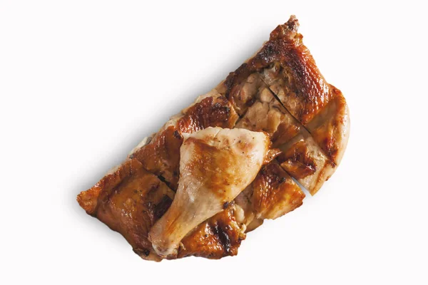 Pollo asado en el plato, Mira delicioso — Foto de Stock