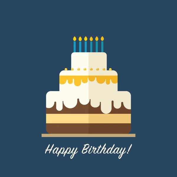 Birthday cake flat design — Stock Vector