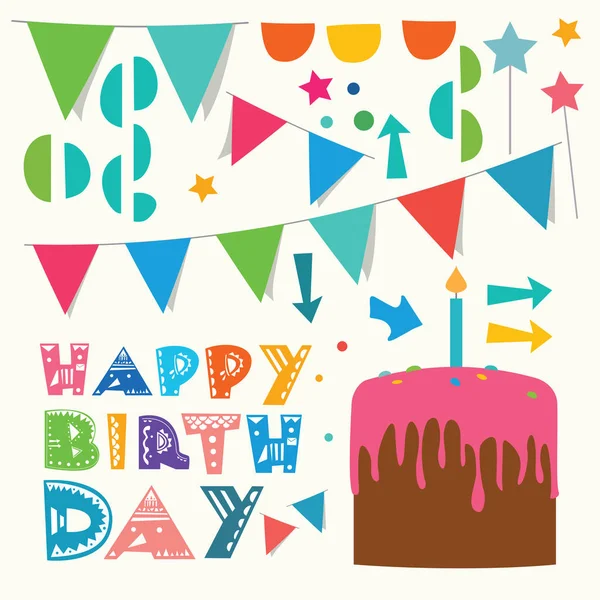 Happy birthday greeting design elements — Stock Vector