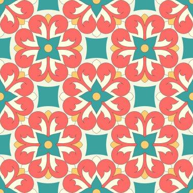 Vektör seamless süs modeli. Renkli Fas Portekizce döşer