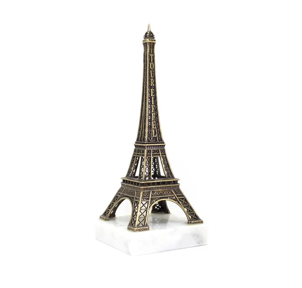 Paris Tour Eiffel Souvenir Sur Stand Marbre Isolé Sur Fond — Photo