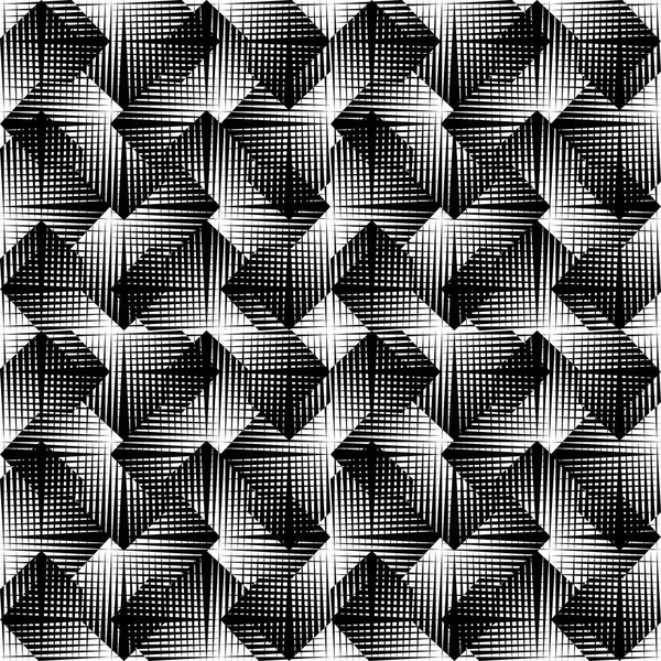 Bir zarif siyah beyaz vektör desen geometrik kare kiremit — Stok Vektör