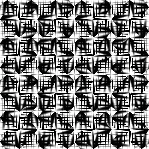 Ein elegantes schwarz-weißes Vektormuster, geometrische quadratische Fliese — Stockvektor