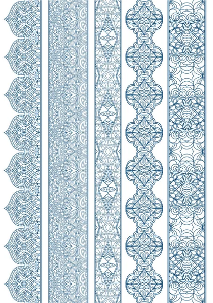 Conjunto de vectores de fronteras sin costuras ornamentales para decoración étnica — Archivo Imágenes Vectoriales