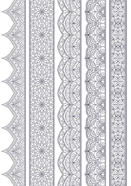 Ornamental Seamless Borders Vector Set for Ethnic Decor — Stock Vector