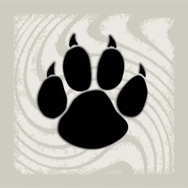 Black animal paw print isolated on pattern, vector illustration. — Stock Vector