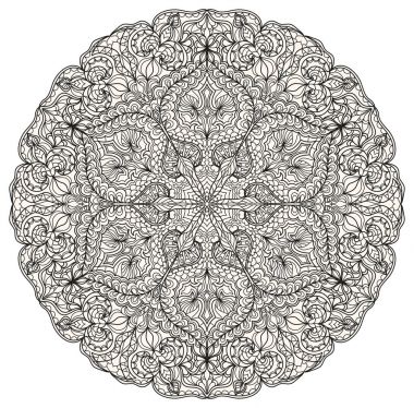 Yuvarlak Mandala desen çizilmiş dekoratif elemanları ile.