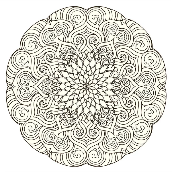 Round Mandala pattern with hand-drawn decorative elements. — Stock Vector