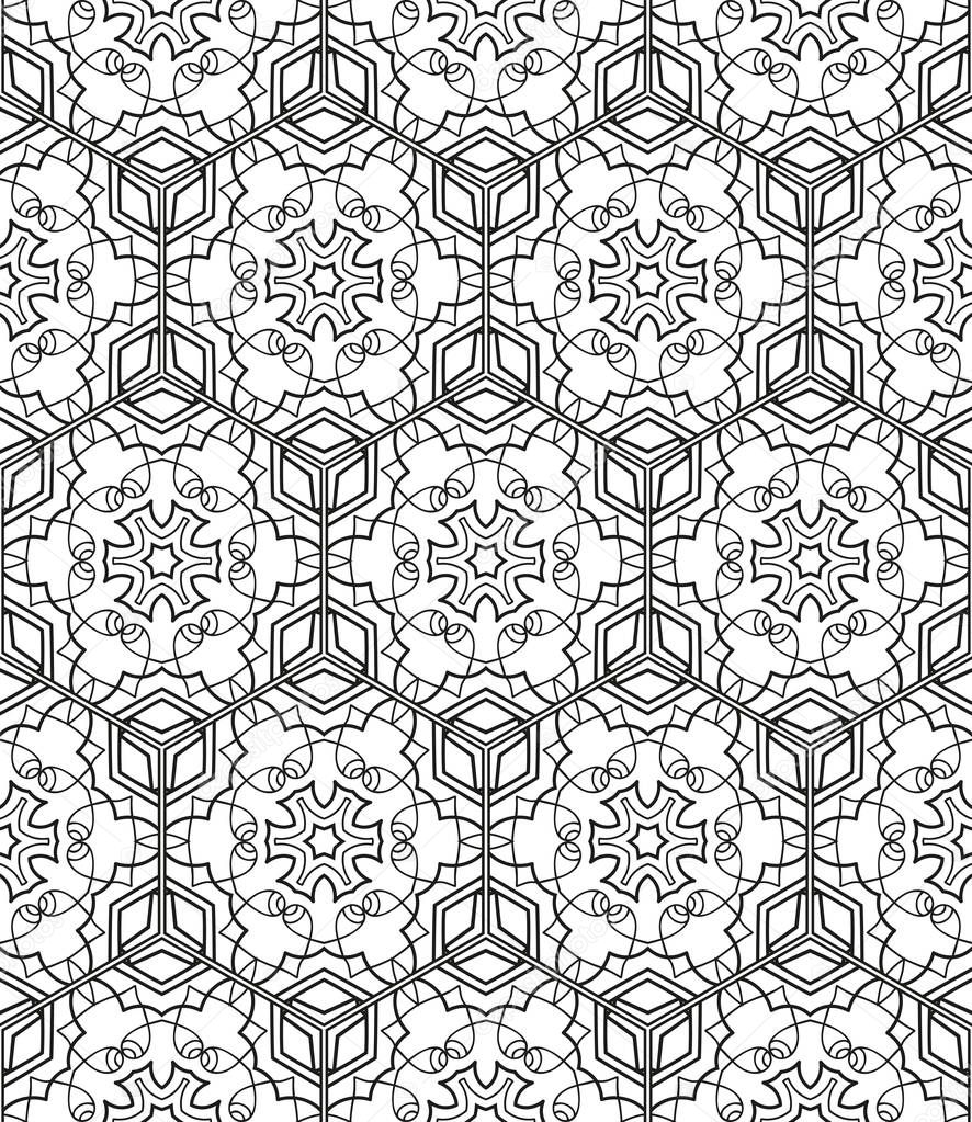 Seamless geometric line pattern in arabian style, ethnic ornament. Endless hexagonal texture for wallpaper, banners, invitation cards.