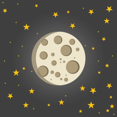Ay yıldızlı gökyüzü ile vektör çizim