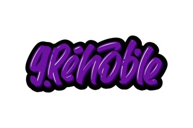 Grenoble, Fransa şehir işçisi modern fırça harfleri çizdi. Web sayfası, baskı ve reklamcılık için vektör illüstrasyon logo metni.