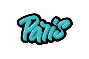 Paris, Fransa şehir işçisi modern fırça harfleri çizdi. Web sayfası, baskı ve reklamcılık için vektör illüstrasyon logo metni.