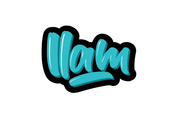 Texto del logo de LLam City. Ilustración vectorial de letras dibujadas a mano sobre fondo blanco . — Vector de stock