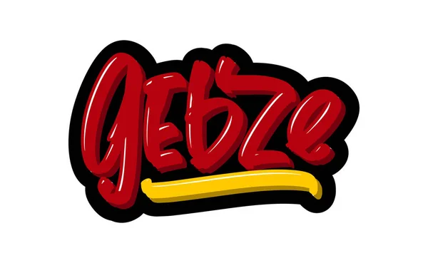 Gebze, Turquía texto logo de la ciudad. Ilustración vectorial de letras dibujadas a mano sobre fondo blanco . — Vector de stock
