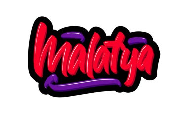 Türkiye 'nin Malatya kenti, modern fırça harfleri çizdi. Web sayfası, baskı ve reklamcılık için vektör illüstrasyon logo metni