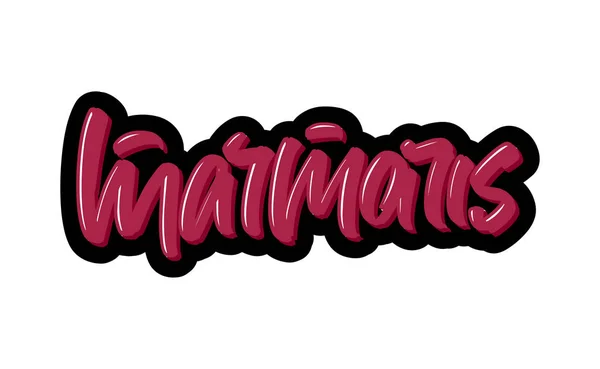 Marmaris, Turquía texto logo de la ciudad. Ilustración vectorial de letras dibujadas a mano sobre fondo blanco . — Vector de stock