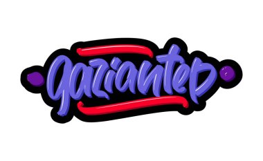 Gaziantep, Türkiye şehir logosu metni. Beyaz arkaplana el çiziminin vektör illüstrasyonu.