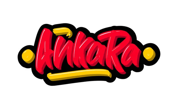 Texto del logo de Ankara. Ilustración vectorial de letras dibujadas a mano sobre fondo blanco . — Vector de stock