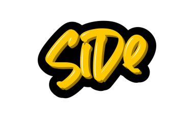 Side, Turkey City logo metni. Beyaz arkaplana el çiziminin vektör illüstrasyonu.