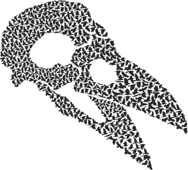 Cráneo con cuervos — Archivo Imágenes Vectoriales