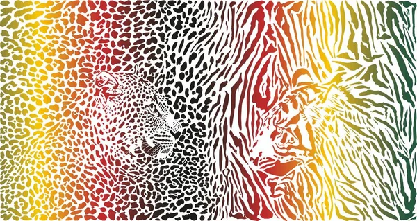 Εικονογράφηση Διάνυσμα Χρώμα Μοτίβο Φόντο Τίγρης Και Λεοπάρδαλη — Διανυσματικό Αρχείο