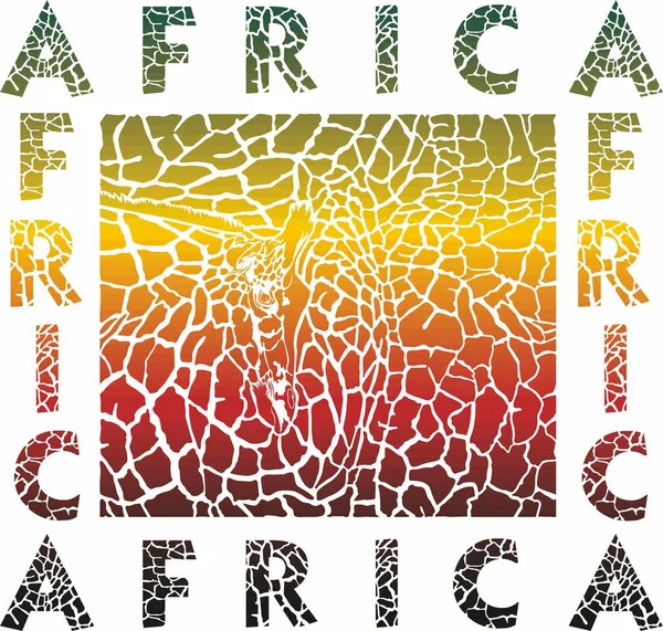 Barevné Ilustrační Vzor Pozadí Žirafa Kůže Hlavy Text Afrika — Stockový vektor