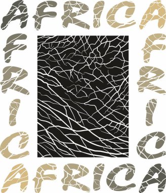 Afrika metnini ve arkaplanı fille çizen vektör 