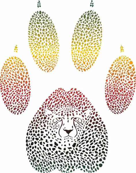 Barevná Vektorová Ilustrace Gepardí Kamufláže Tvaru Gepardí Stopy — Stockový vektor