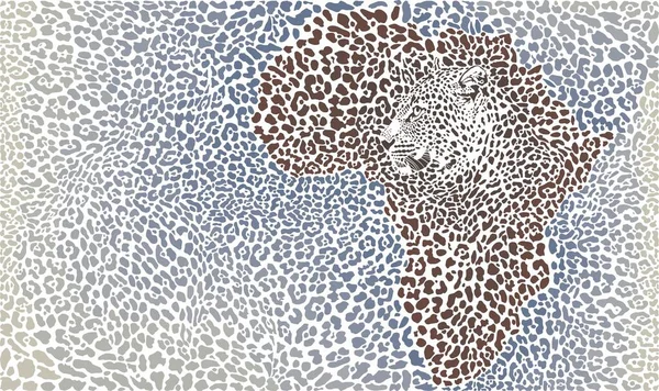 Ilustración Vectorial Piel Leopardo Cara Mapa África — Archivo Imágenes Vectoriales