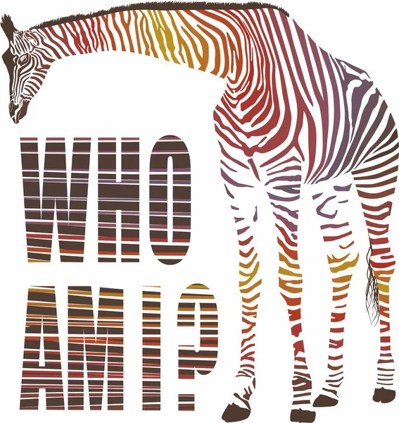 Ilustração Uma Girafa Pele Camuflagem Com Texto Quem Sou —  Vetores de Stock