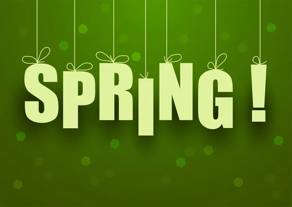 Vector verde fondo de primavera con letras de primavera — Vector de stock