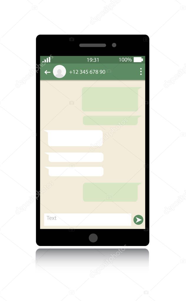 Modern smartphone with messenger window