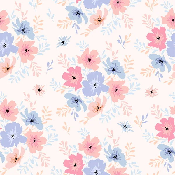 코스모스 꽃 벡터 원활한 꽃 패턴 로열티 프리 스톡 일러스트레이션