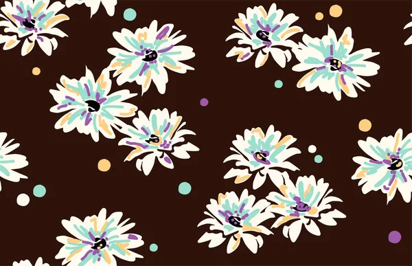 Vector seamless floral pattern with  daisy flowers — Stock Vector