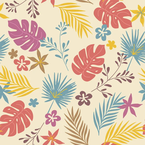 vektör desen vahşi tropik bitkiler ve çiçekler