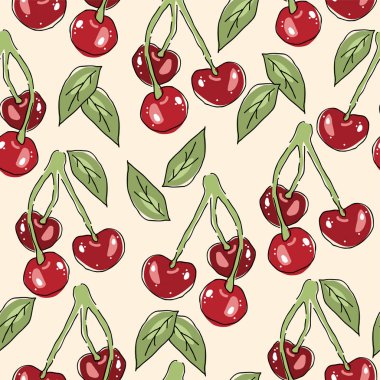 vektör seamless modeli kiraz çilek ile