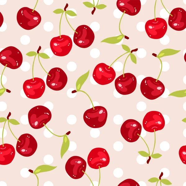 桜の果実とシームレスなパターン ベクトル — ストックベクタ