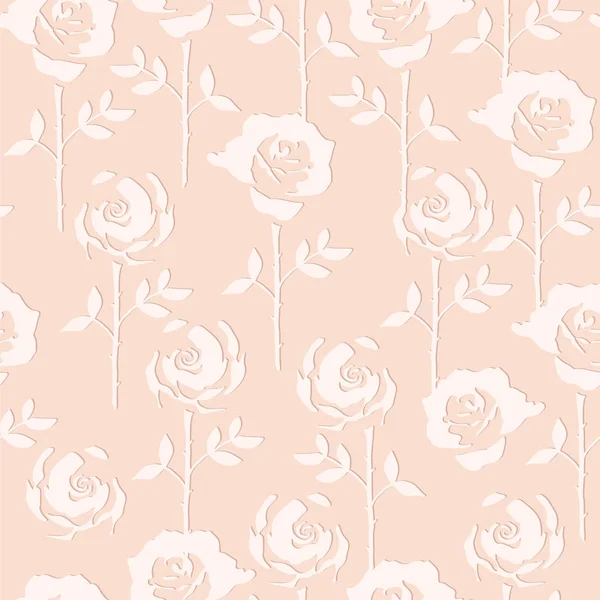Vektor nahtlos geprägtes Muster mit Rosenblüten — Stockvektor