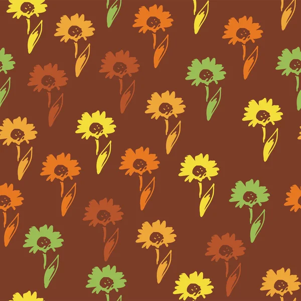 Vector seamless floral pattern with  daisy flowers. — Stock Vector