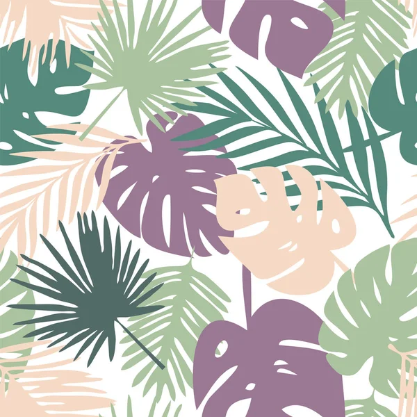 Motif vectoriel avec feuilles tropicales — Image vectorielle