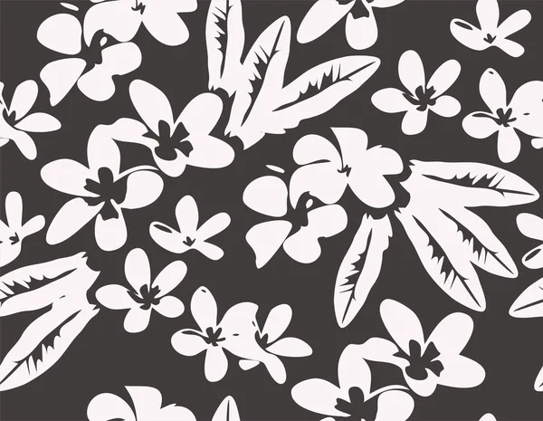 Vector patroon met tropische plumeria bloemen en bladeren — Stockvector