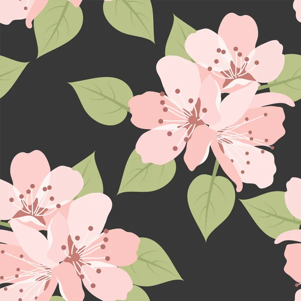 Nahtloser Floraler Hintergrund Mit Kirschblüten Vektorflorales Muster Für Textilien Und — Stockvektor