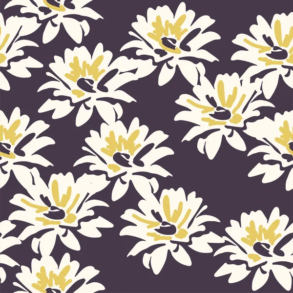 Nahtloser Floraler Hintergrund Mit Gänseblümchen Vektorflorales Muster Für Textilien Und — Stockvektor