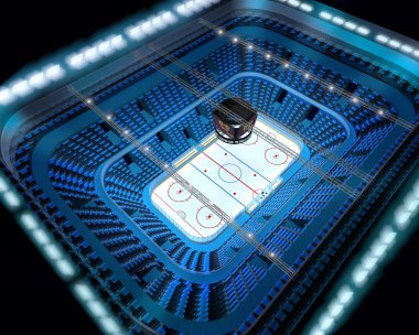 Buz hokeyi arena Stadyumu 3d Üstten Görünüm