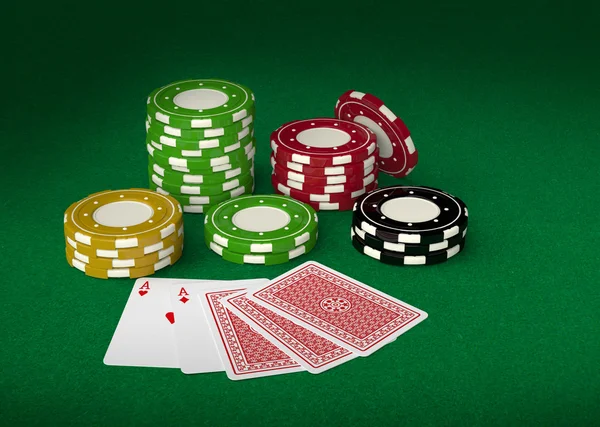 Τυχερών παιχνιδιών μάρκες και παίζοντας κάρτες 3d — Φωτογραφία Αρχείου